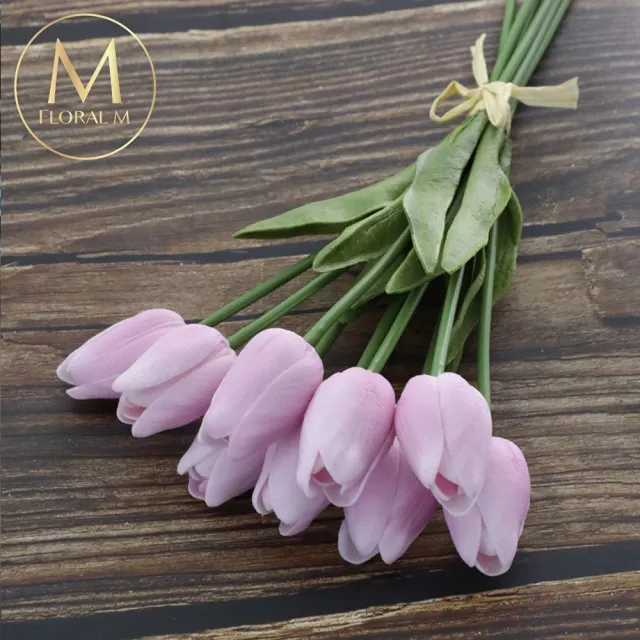 【Floral M】荷蘭蜜桃鬱金香仿真花花材5入組(人造花/仿真花/假花/花藝DIY/裝飾花材)