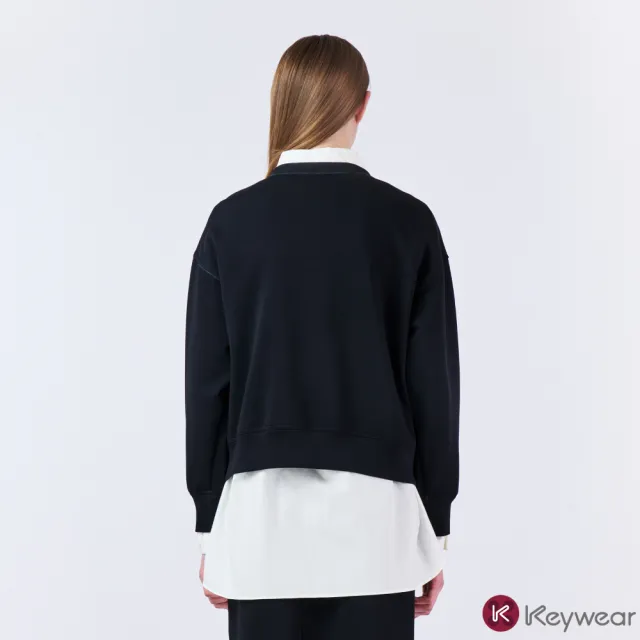 【KeyWear 奇威名品】手寫印花質感舒適長袖上衣