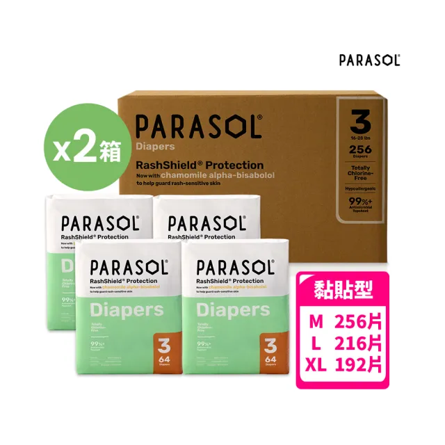 【PARASOL】總代理｜進化版_Clear+Dry 新科技水凝尿布 囤貨箱購2箱組 黏貼型M-XL(4包/箱)