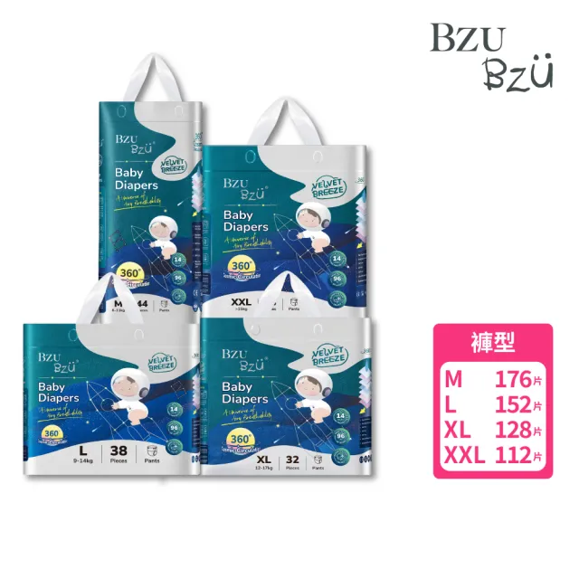 【BZU BZU】絲柔乾爽紙尿褲/尿布M-XXL/褲型 /1箱共4包/送4包80抽嬰兒濕巾