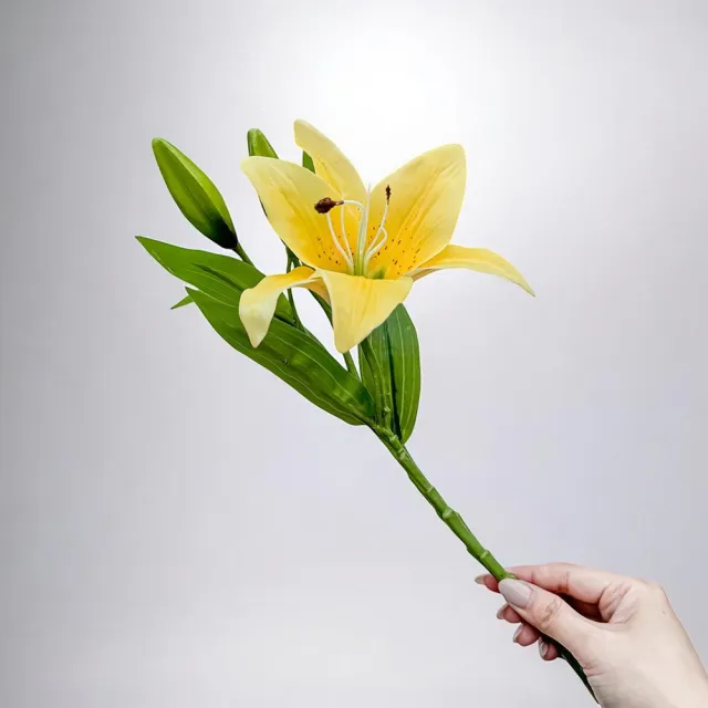 【Floral M】法式花仙女Lily香水百合奶油黃仿真花花材1入組(人造花/仿真花/假花/花藝DIY/裝飾花材)