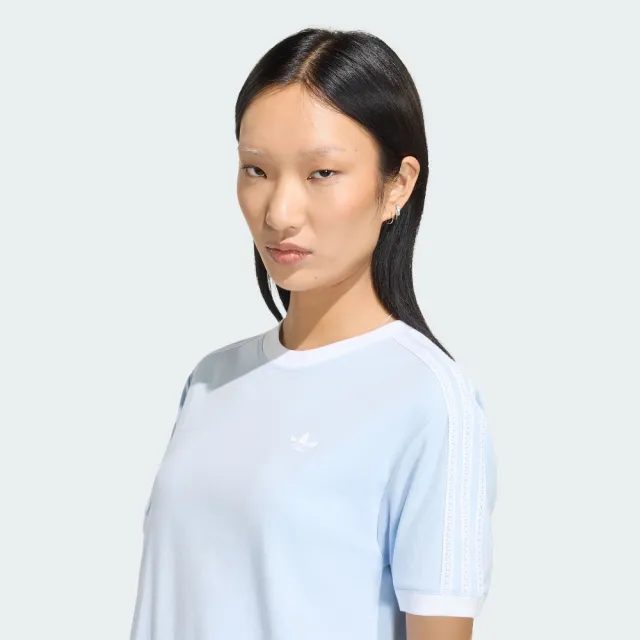 【adidas 愛迪達】短袖上衣 女 三葉草 亞規 3 STRIPES TEE 藍 KX1882