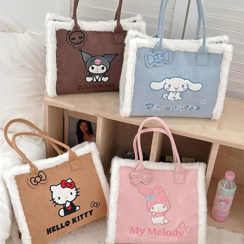 【SANRIO 三麗鷗】三麗鷗家族系列麂皮絨手提包 托特包(酷洛米/大耳狗/美樂蒂/凱蒂貓)