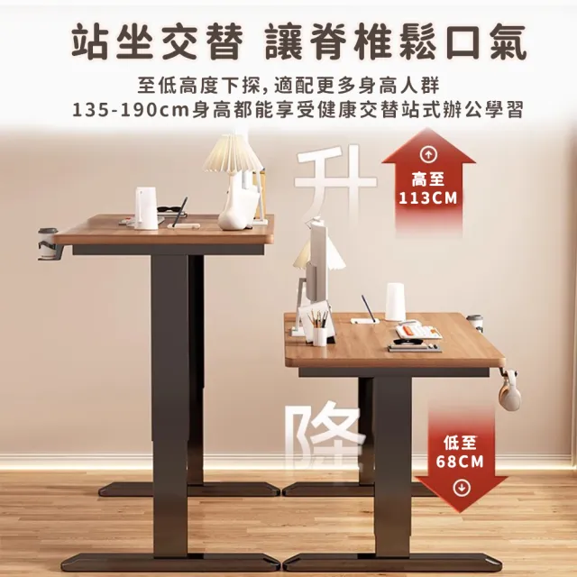 【UVLED 鈺創合成】無段式電動升降桌140CM(升降電腦桌 升降辦公桌 書桌 電競桌 工作桌 辦公桌 站立桌)