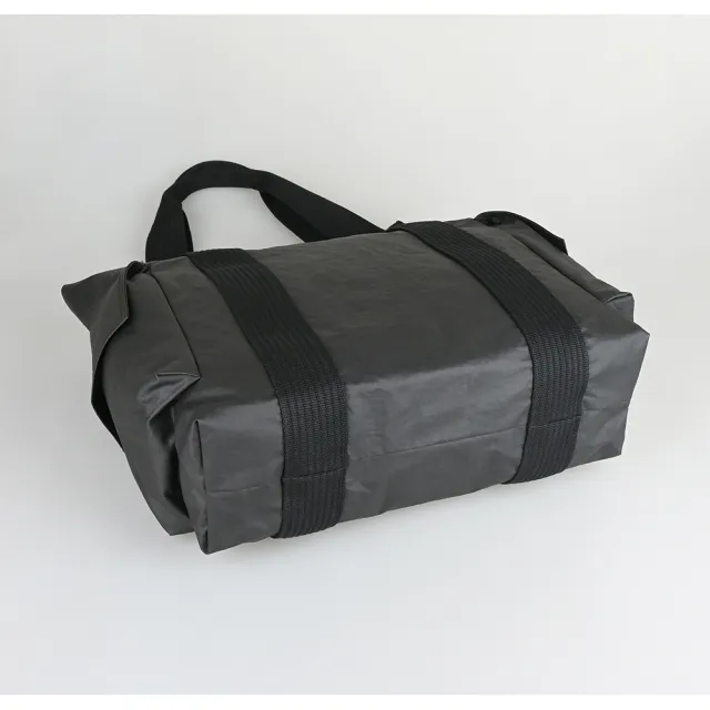 【Y-3 山本耀司】Y-3側邊矽膠LOGO皺褶尼龍按釦式肩背/手提工作托特包(黑)