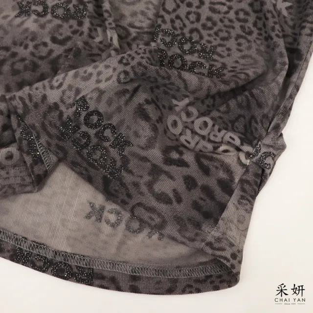【CHAI YAN 采妍】亮片豹紋網紗短袖上衣(春夏女裝/中大尺碼/專櫃/寬鬆/透氣)