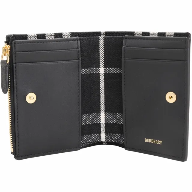 【BURBERRY 巴寶莉】Bloomsbury 粒面牛皮戰馬騎士標誌釦式短夾(黑色)