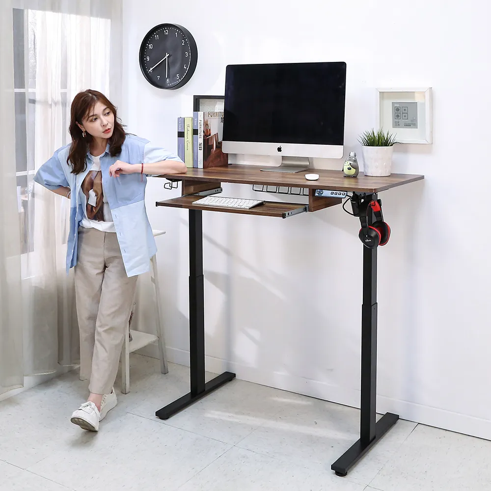 【BuyJM】MIT低甲醛附鍵盤架無段式電動升降桌寬120x60公分(工作桌/書桌/電腦桌/辦公桌/成長桌/站立桌)