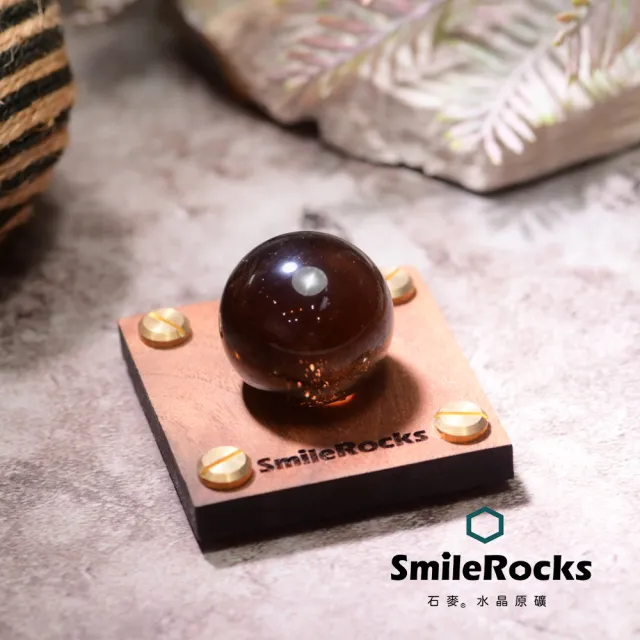 【SmileRocks 石麥】石麥水晶原礦  茶水晶球 SmilePAD 6X6cm 1000首選 No.62603260645