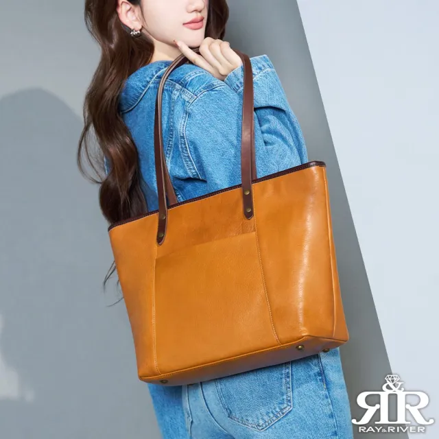 【2R 手工真皮】雙11 頭層牛皮 Style 斯維肩背托特包 原野棕(真皮包包 肩背包 托特包)