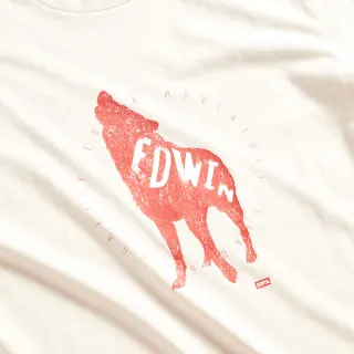 【EDWIN】男女裝 網路獨家↘狼嚎EDWIN短袖T恤(淺卡其)