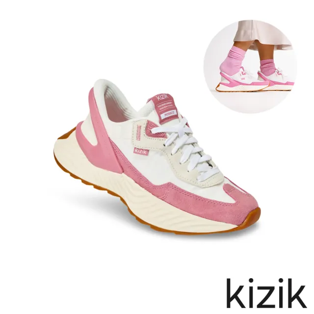 【KIZIK】休閒鞋 女鞋 運動鞋 復古鞋 Women Monaco 摩納哥 粉 WMON2504 回彈 秒穿 免手穿科技