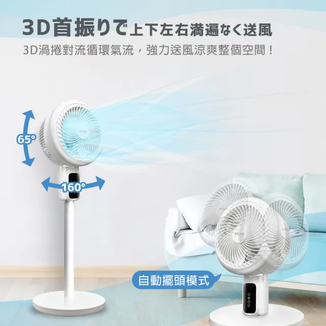【TAIGA 大河】全方位3D 擺頭送風 座立兩式空氣循環風扇/創風機(CB1141)