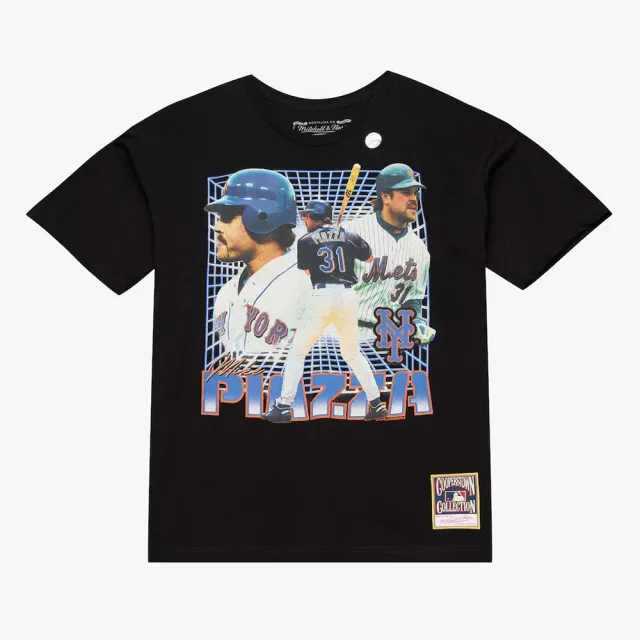 【MITCHELL & NESS】MLB LEGENDARY COLLAGE METS MIKE PIAZZA 短袖 黑 上衣 T恤