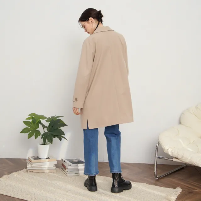 【MASTINA】側開衩單釦毛料長外套 卡 (魅力商品)