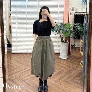 【my stere 我的時尚秘境】立體公主袖別針斜領上衣 兩色可選 澎澎袖上衣 斜肩上衣 造型上衣