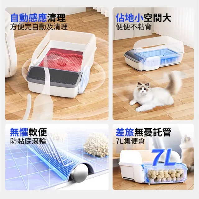 【MAGICSCOOP 魔鏟】全自動開放式貓砂機 貓砂盆 M1 Pro-垃圾袋套餐(全貓砂通用/智能防夾/遠程操控)