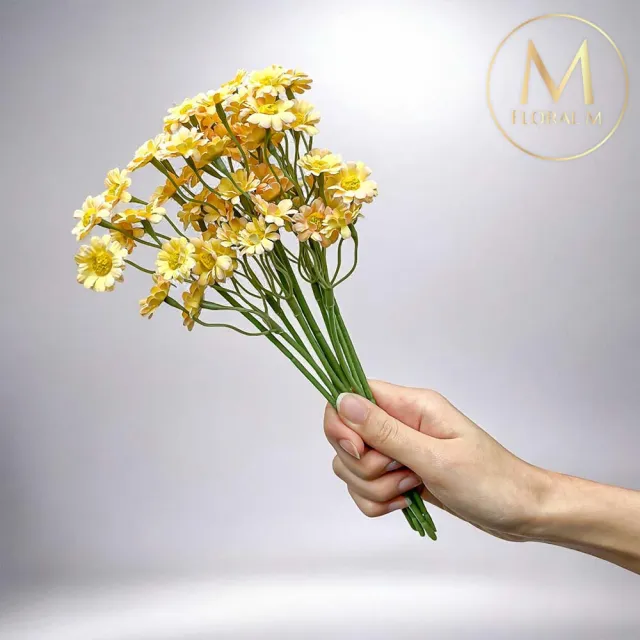 【Floral M】法式野餐洋甘菊檸檬黃仿真花花材1入組(人造花/仿真花/假花/花藝DIY/裝飾花材)