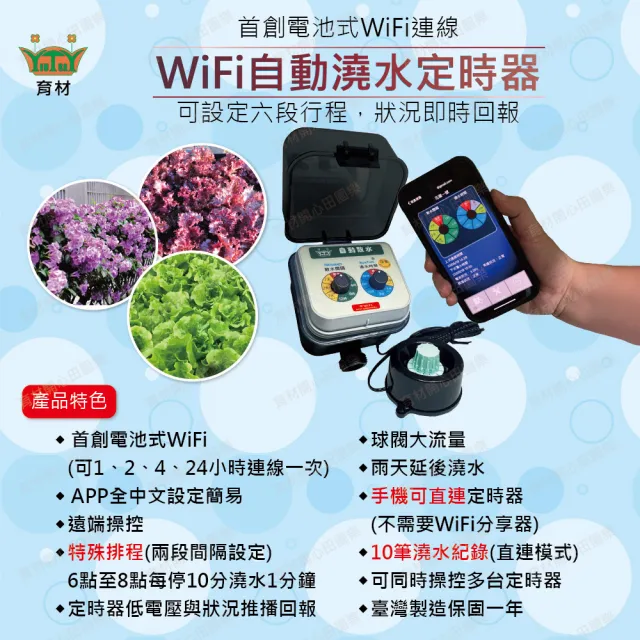 【田園樂】育材庭院自動澆水套組/WiFi/插電