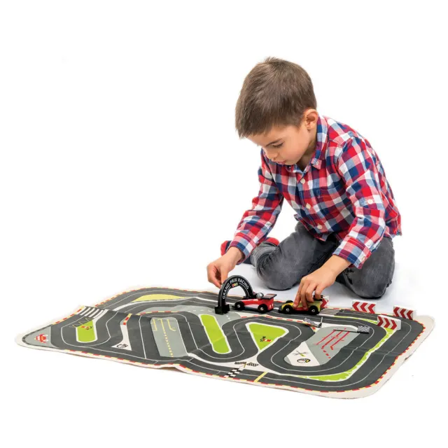【Tender Leaf Toys】極速賽車遊戲組(積木車遊戲墊組合)
