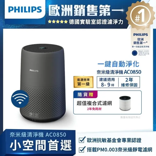 Philips 飛利浦】奈米級空氣清淨機☆適用8-9坪(AC0850/81) - momo購物