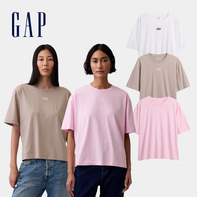 【GAP】女裝 寬鬆版型Gap LOGO長版短袖T恤-多色任選(899175)