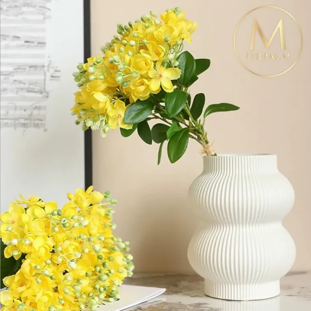 【Floral M】夏日經典茉莉花檸檬黃仿真花花材1入組(人造花/仿真花/假花/花藝DIY/裝飾花材)