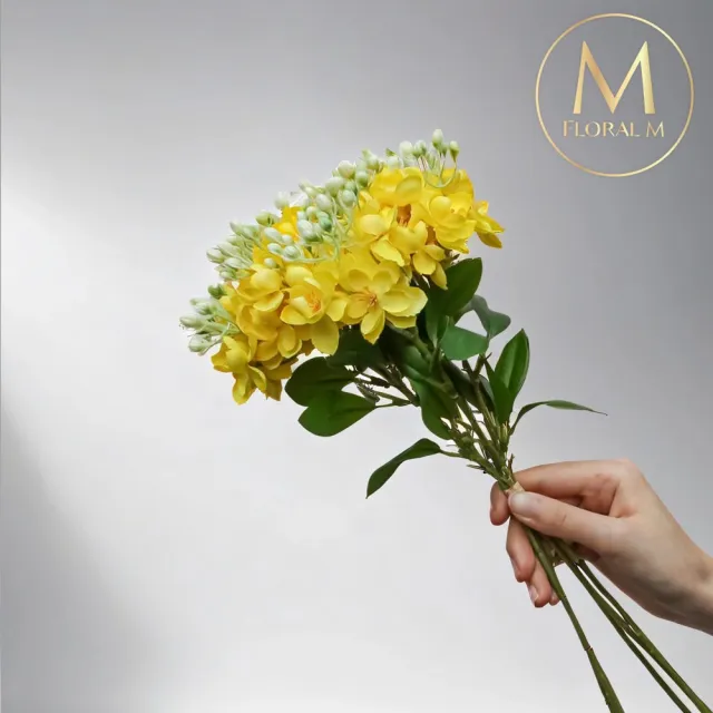 【Floral M】夏日經典茉莉花檸檬黃仿真花花材1入組(人造花/仿真花/假花/花藝DIY/裝飾花材)