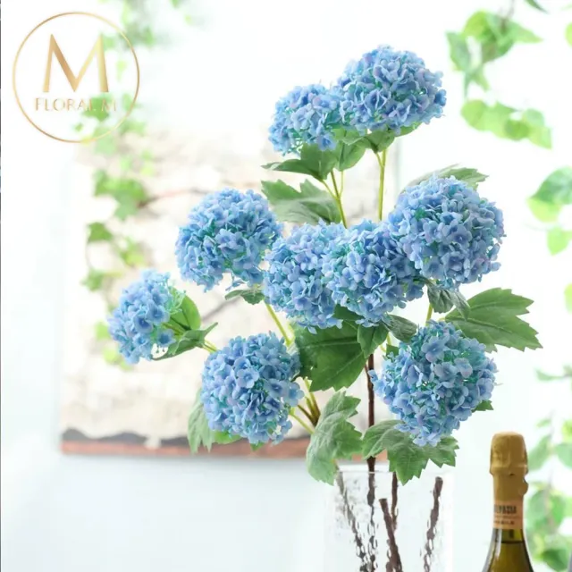 【Floral M】京都夏日繡球碎冰藍仿真花花材1入組(人造花/仿真花/假花/花藝DIY/裝飾花材)