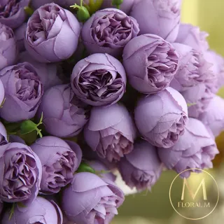 【Floral M】奧斯丁紫色牡丹仿真花花材9入組(人造花/仿真花/假花/花藝DIY/裝飾花材)