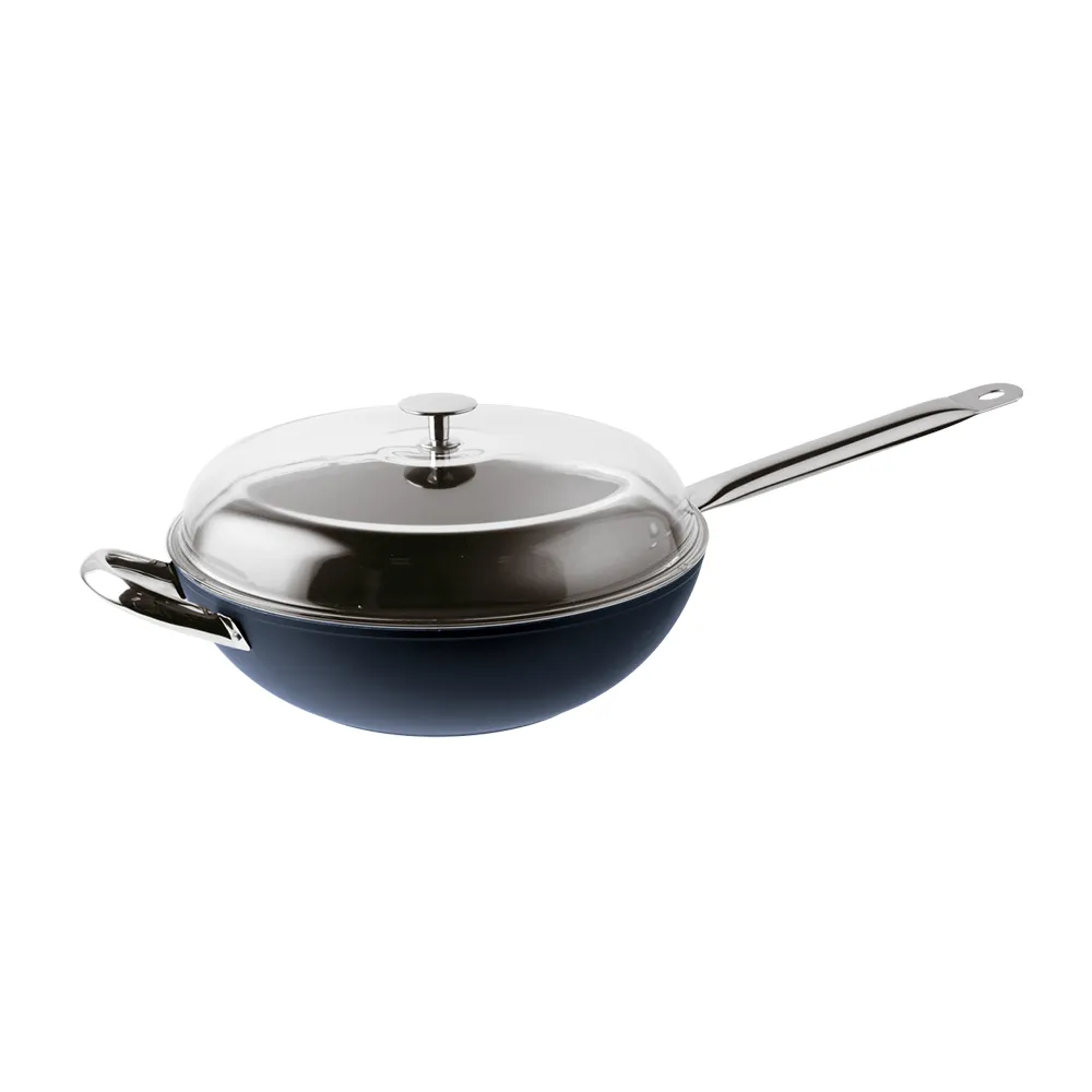 【Sambonet】義大利 Sambonet Midnightblue 炒鍋/32cm(義大利製/不沾鍋/鍋具/炒鍋/星空藍)