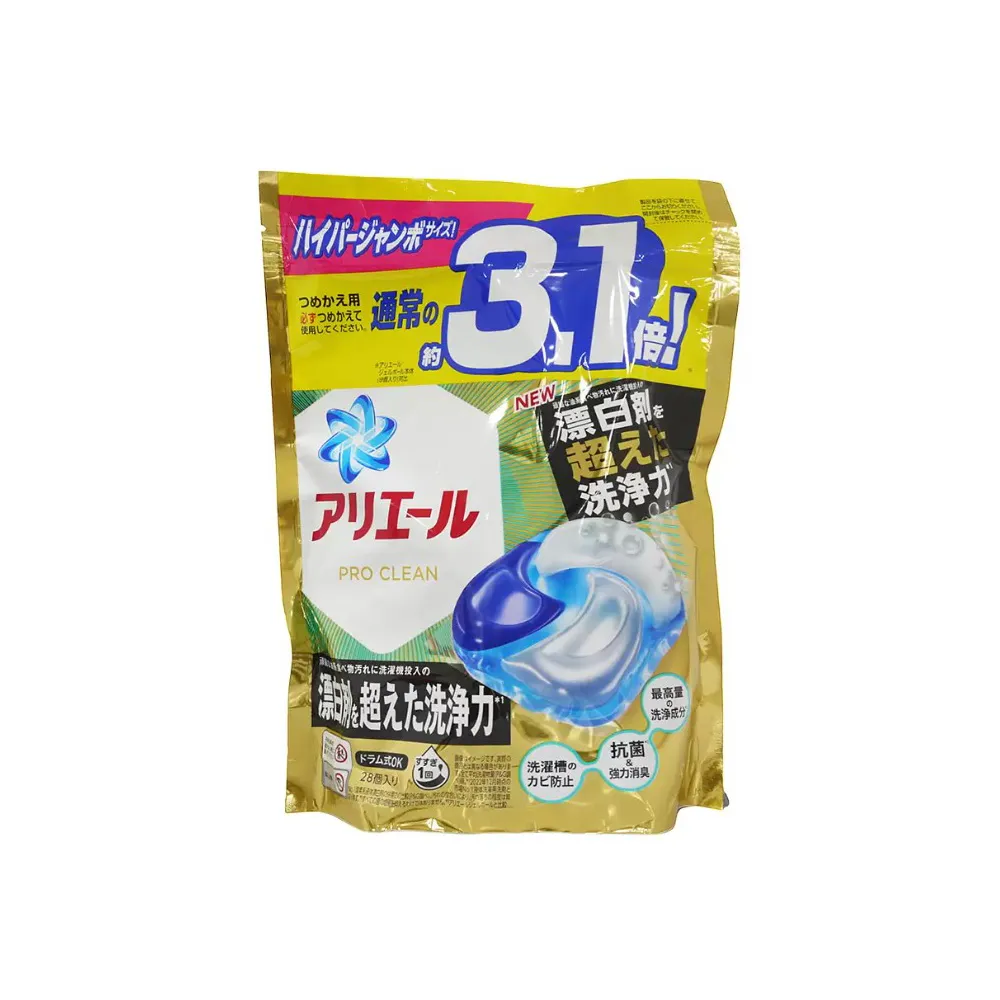 【Finger Pop 指選好物】日本P&G ARIEL 3.1倍炭酸洗衣球(4D洗衣膠球補充包28入-漂白成份)