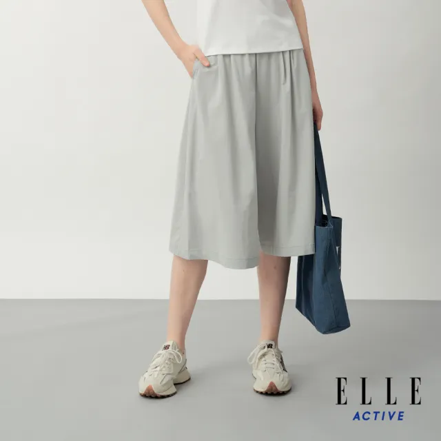 【ELLE ACTIVE】女款 鬆緊腰頭休閒百搭七分寬褲-灰色(EA26S4W3401-93)