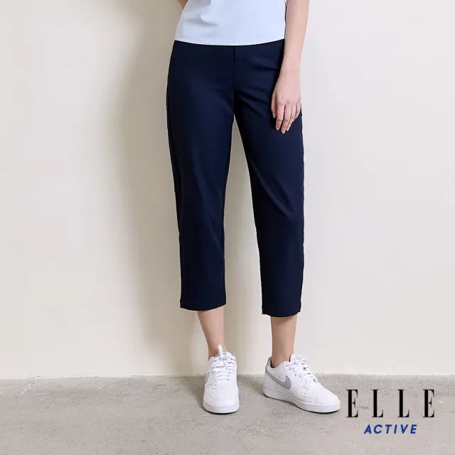 【ELLE ACTIVE】女款 清爽舒適七分休閒褲-深藍色(EA26S1W3401-39)