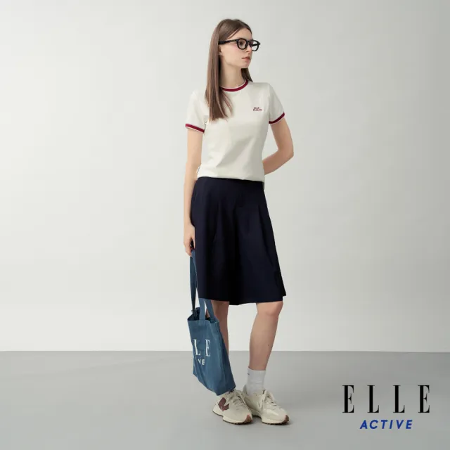【ELLE ACTIVE】女款 百搭修飾打褶休閒短褲-深藍色(EA26S1W3002-39)