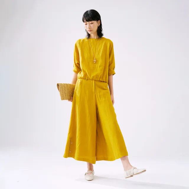 【giordano ladies】26SS 棉麻混紡連袖設計上衣(02346020)