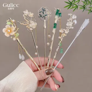 【Gulicc 古莉可】髮釵 優雅搖步 氣質髮簪 流蘇頭飾(7夕情人節 生日 耶誕 髮飾 頭飾  髮簪 中國風 古典)