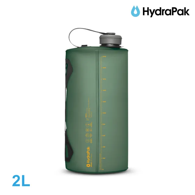 【HydraPak】Seeker摺疊儲水袋A822｜海松綠 2L (附提把 摺疊收納)