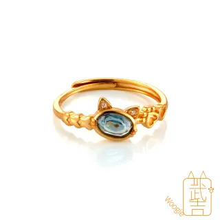 【Woogie武吉珠寶】精品托帕石設計純銀戒指(倫敦藍貓咪8x7mm)
