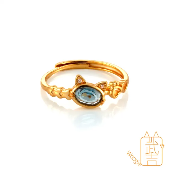 【Woogie武吉珠寶】精品托帕石設計純銀戒指(倫敦藍貓咪8x7mm)