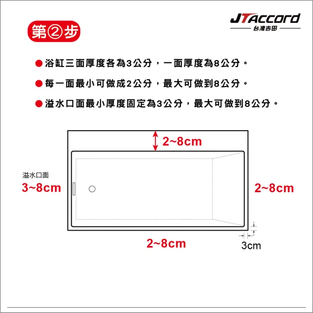 【JTAccord 台灣吉田】1649-DZ 單邊加厚款無接縫壓克力獨立浴缸(138cm)
