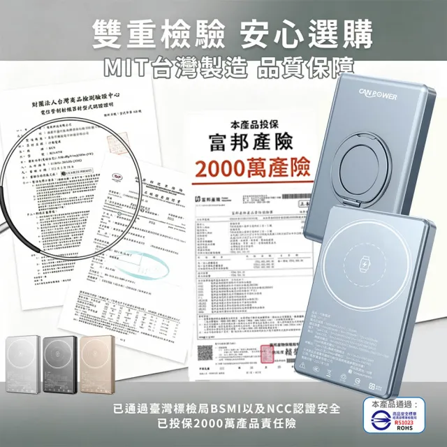 【RDi】台灣製造 防爆超薄 半固態磁吸行動電源 手錶耳機充 5000mAh