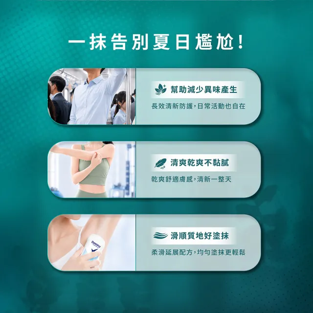 【Rexona 蕊娜】官方直營 制汗爽身體香膏 清新舒棉40g