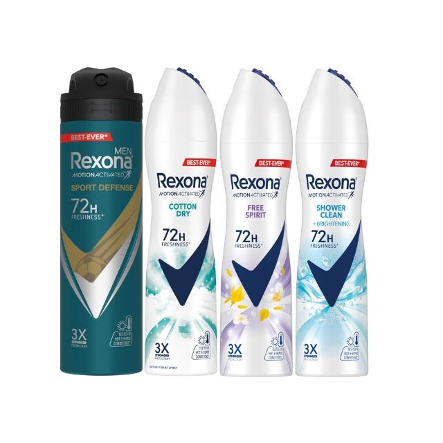 【Rexona 蕊娜】官方直營 制汗止汗爽身噴霧 3倍制汗系列135ml(自由舒暢/清新舒棉/魅惑香氛/運動乾爽)