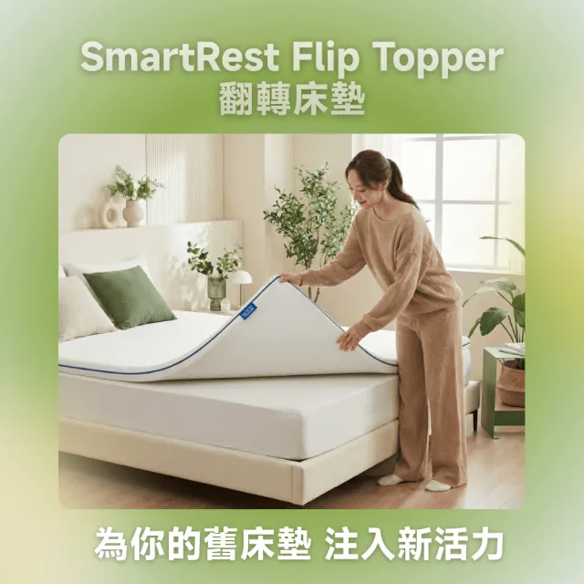 【Lunio】Nooz SmartRest 翻轉薄墊標準單人3尺(雙面翻轉軟硬任選 改善舊床墊舒適度)