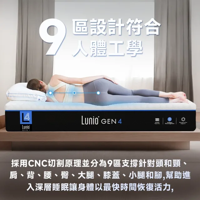 【Lunio】雙人加大石墨烯乳膠床墊6尺x6.2尺x24cm-Gen4