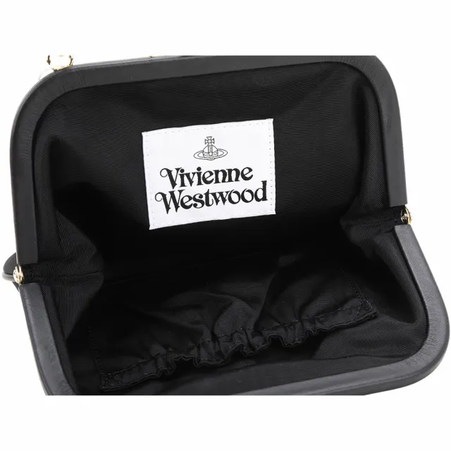 【Vivienne Westwood】Granny Frame 星球標誌黑框人造絲口金包(黑色)