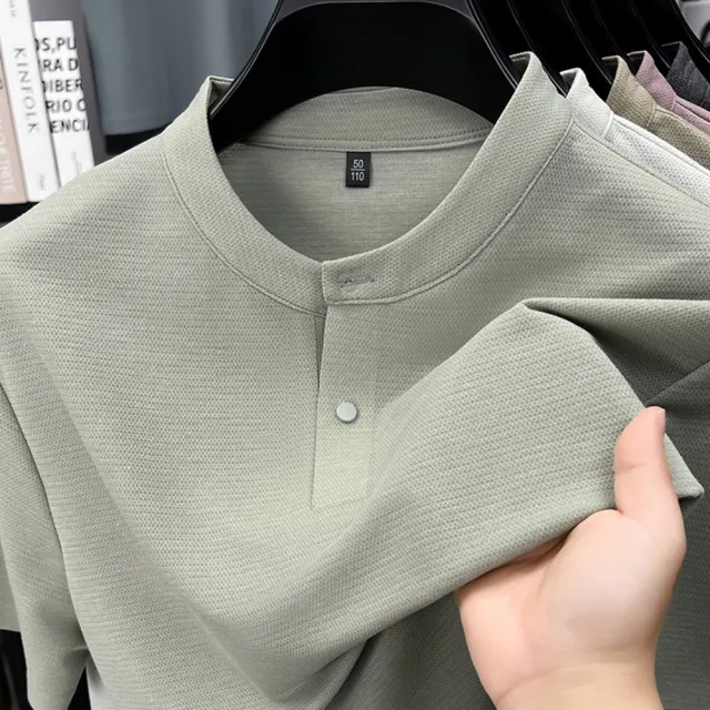 【巴黎精品】現貨+預購男T恤圓領短袖上衣高彈力男裝高爾夫球衫冰絲涼感亞麻透氣男襯衫6色p174ng27