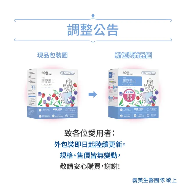 【義美生醫】小資膠原蛋白x3盒(30包*1盒；膠原蛋白粉、養顏隨手包、維生素C)