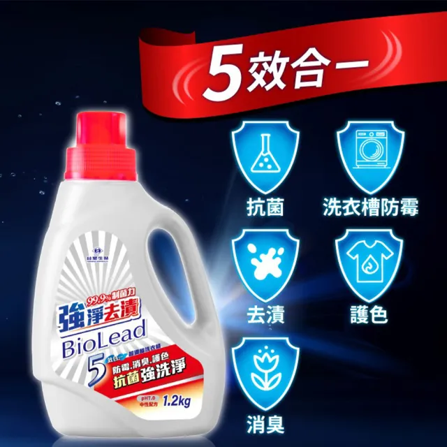 【台塑生醫】BioLead 強淨去漬超濃縮洗衣精補充包1kg x6包